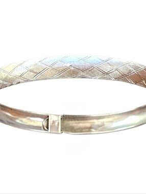 10k White Gold Vintage Bangle Bracelet Sandblasted Textured White Gold